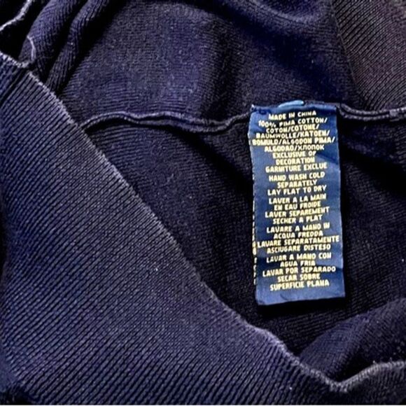 Polo Ralph Lauren Mens Medium Slim Fit Navy Blue Knit Sweater Pima Cotton - Picture 4 of 4